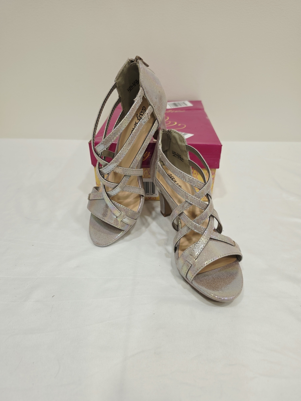 easy street Iridescent Natural Bee Strappy Heeled Sandals